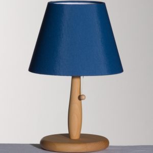 Bordlampe i bøketre, blå,  høyde 31 cm