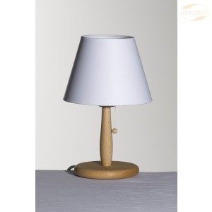 Bordlampe i bøketre, matt og hvit,  høyde 31 cm