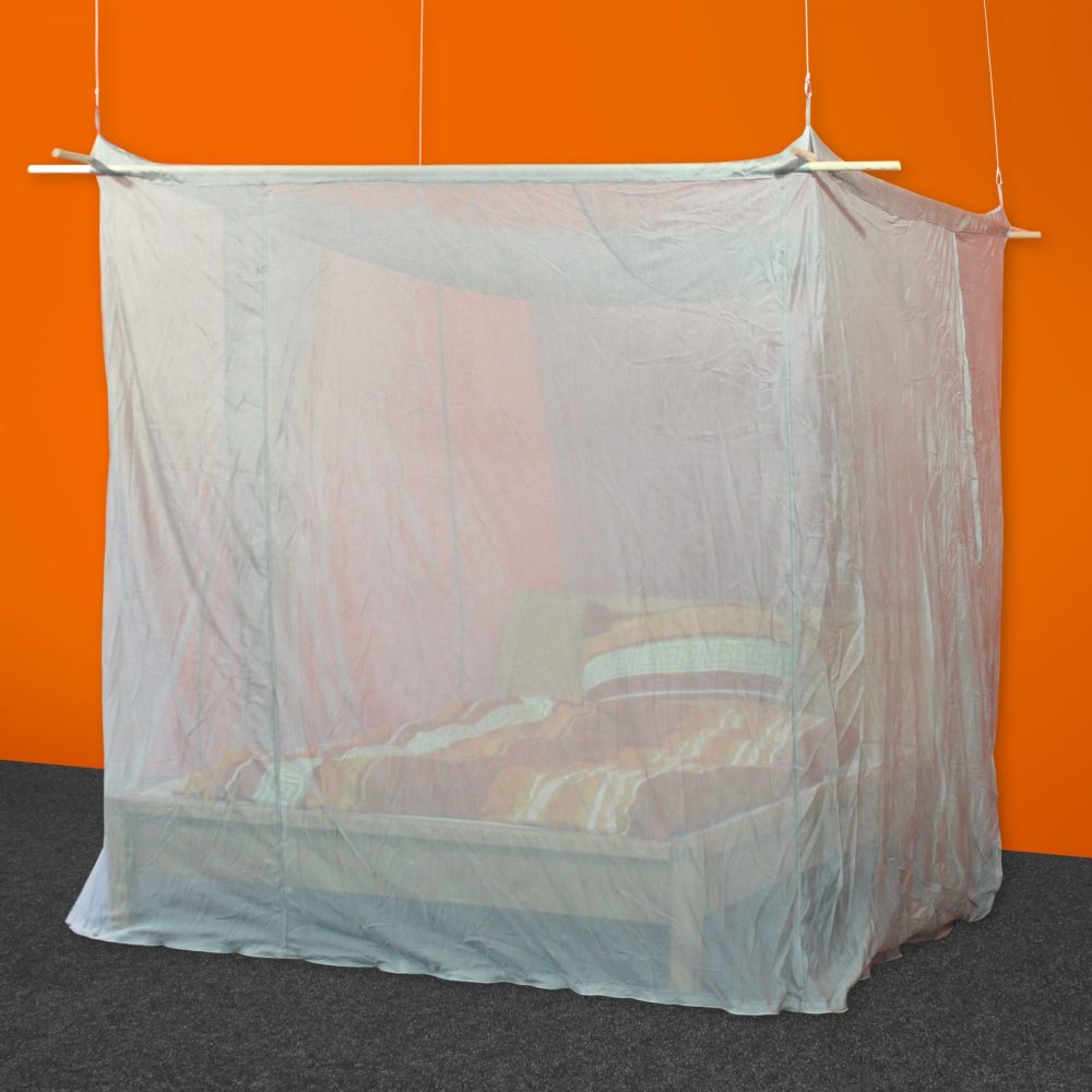 Shielding canopy, Box double bed, SILVER-TULLE